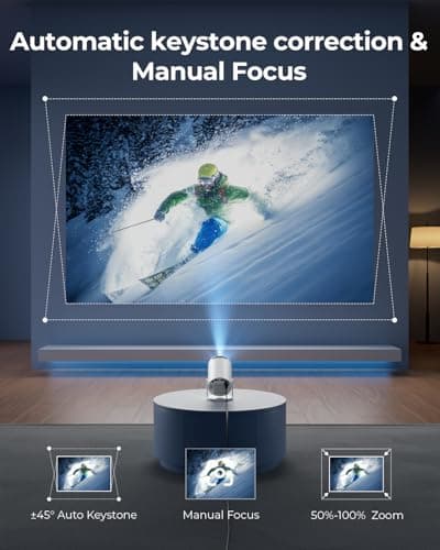 CLOKOWE Mini Projector with WiFi and Bluetooth, Built-in Apps, Smart Portable Projector with 180° Rotation, Auto Keystone, Support 1080P, Compatible with HDMI/USB/TV Stick/Smartphone/Laptop 4