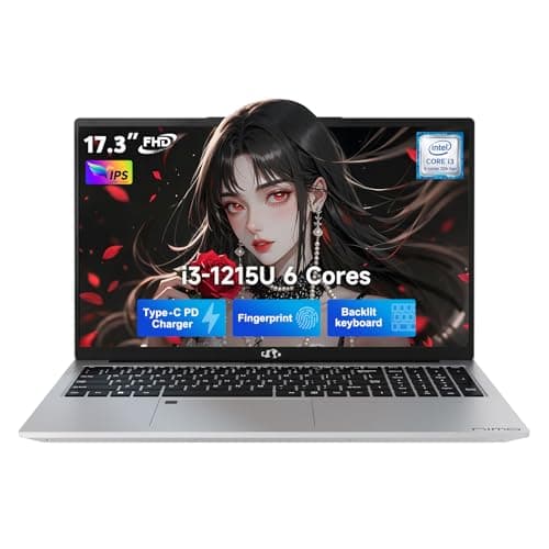 NIMO 17.3" IPS FHD-Student-Laptop, Intel 6 Cores i3-1215U 16GB RAM 512GB SSD (Beat 5 7520U, Up to 4.4GHz) Computer with 65W Type C Fingerprint Backlit Keyboard Wi-Fi 6 BT5.2, for Home and Business