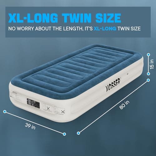 VOSSER Twin Air Mattress with Built-in Pump,Fast & Easy Inflation/Deflation Inflatable Mattress, Foldable Blow Up Mattress with Storage Bag, Inflatable Bed for Home, Camping & Guests 2