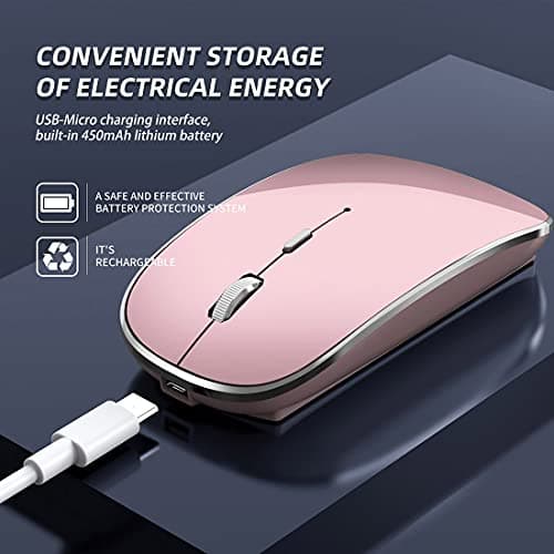 Halpilt Wireless Mouse Chargeable Portable Silent USB and Type-C Dual Mode Wireless Mouse 3 Adjustable DPI for Laptop, Mac, Android, PC (Q23S Black) (Rose Gold) 2