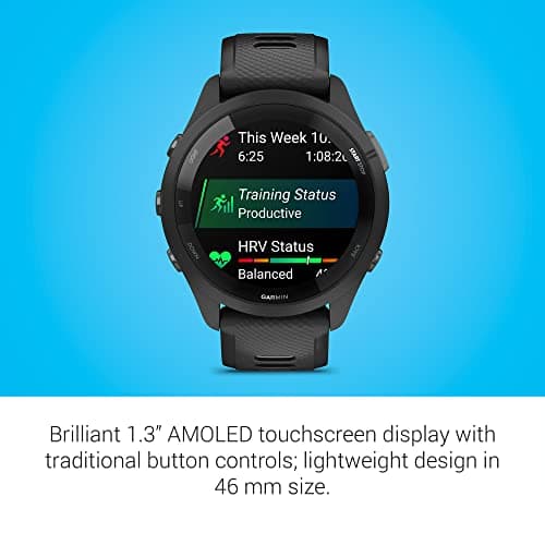 Garmin Forerunner 265 Running Smartwatch, Colorful AMOLED Display, Training Metrics and Recovery Insights, Black and Powder Gray 3