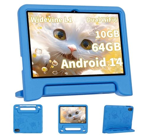 COLORROOM 2025 Upgraded Android 14 Tablet, 10inch Kids Tablet, Octa-core CPU, 10GB+64GB+1TB Expand Tablets for Kids with Kids Space, Parental Control, 6000mAh Big Battery,Touchscreen Tableta,Blue