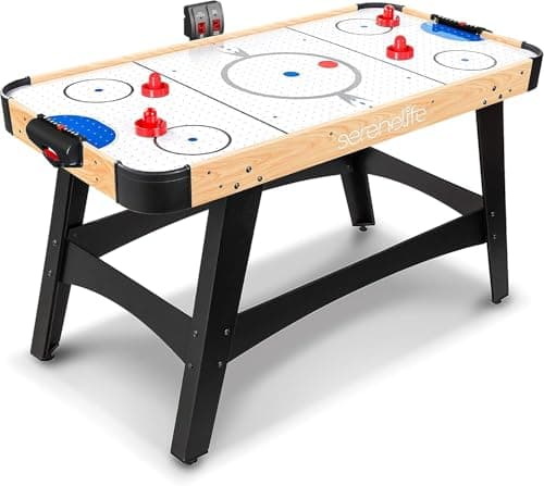SereneLife 58" Air Hockey Game Table, w/ Built-in Score Tracker & Puck Dispenser, Digital LED Scoreboard & Accessories