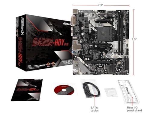 B450M-HDV R4.0 AMD B450 AM4 Socket Ryzen 2000 - 5000 Processors DDR4 3200 64GB HDMI DVI-D D-Sub Motherboard SATA 6Gb/s Micro ATX M.2 5