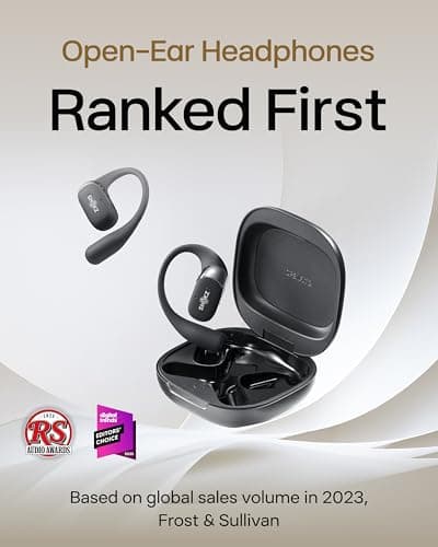 SHOKZ OpenFit 2 Open-Ear Headphones,True Wireless Bluetooth Earphones with Microphone,Earhook Earbuds with 48 Hours of Playtime,Fast Charging,IP55 Water-Resistant,with Carrying Bag,Black,Bluetooth5.4 2