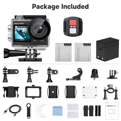 AKASO Brave 4 Pro 4K30FPS Action Camera - 131ft Underwater Camcorder Waterproof Camera with Touch Screen Advanced EIS Remote Control 5X Zoom Underwater Camera Support External Mic 5