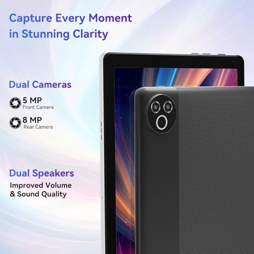 Tablet 10 Inch Android 15 OS GMS Certified Tablets PC 1.8 GHz 5-Core 20 (3+17) GB RAM 64 GB ROM 1 TB Expandable 1280x800 HD IPS Touch Screen 5000 mAh WiFi 6 Bluetooth 5.4 Dual Camera 2025 (Black) 4