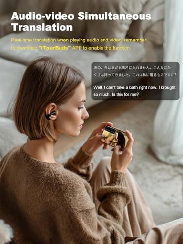 Translator Earbuds Real Time, iTourTranslator Two Way Translation Ear Buds for 127 Languages, Audio & Video Subtitle Translation Headphones, AI Languages Translator Device with APP No Subscription 3