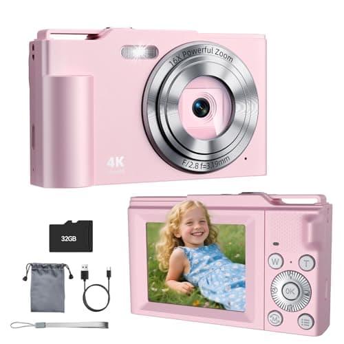 Digital Camera, FHD 4K Digital Point and Shoot Camera with 16X Zoom Anti Shake, 48MP Compact Small Camera with 32GB Card for Boys Girls Kids