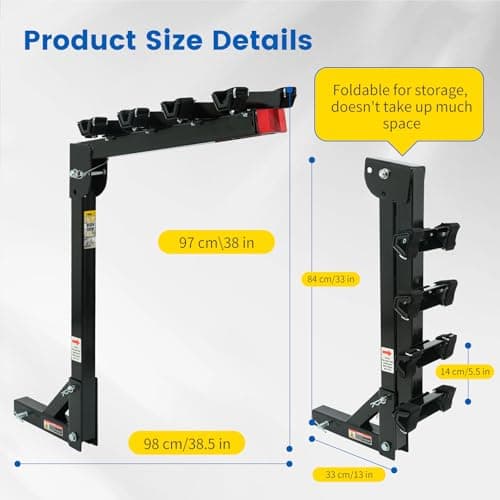 MaxxHaul 70210 Hitch Mount Bike Rack 4-Bike Rack, Black For Cars Trucks SUV's Minivans, Large 3