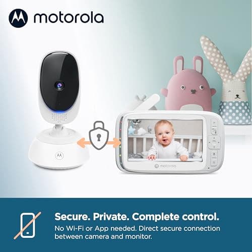 Motorola Nursery Video Baby Monitor with Camera, 5" Screen, 2-Way Audio, Night Vision, Temperature Sensor, No WiFi,1000ft Range, Lullabies, VM75 3