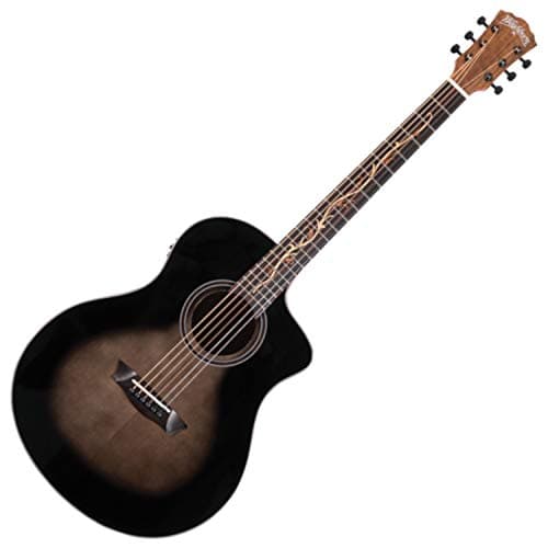 Washburn Bella Tono 6 String Acoustic-Electric Guitar, Right, Gloss Charcoal Burst (BTS9VCECH-D)