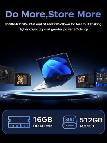 KAIGERR Laptop, 15.6-inch Laptop, 2025 Laptop Computer, 16GB RAM 512GB NVMe SSD, Intel N150 Processor(Up to 3.6GHz), Windows 11 Pro, 1080 FHD Display for Business & Students, 5000Mah Battery, Wi-Fi 3