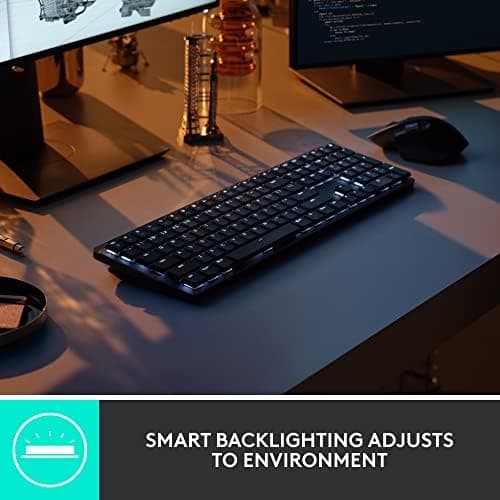 Logitech MX Mechanical Wireless Illuminated Performance Keyboard, Tactile Quiet Switches, Backlit Keys, Bluetooth, USB-C, macOS, Windows, Linux, iOS, Android, Metal, ‎Graphite 4