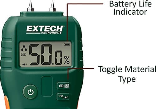 Extech MO55 Combination Pin Pinless Moisture Meter Accurate Non‑Invasive and Destructive Measurements for Restoration and Building Diagnostics 5