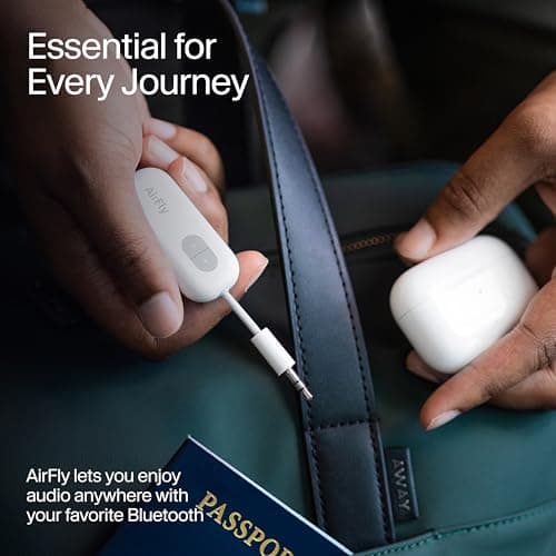 Twelve South AirFly SE | Bluetooth Wireless Audio Transmitter Adapter for AirPods/Headphones, 20+ Hr Battery, Works with 3.5mm aux Jacks on Airplanes, TVs, Gym Equipment, and Travel 4