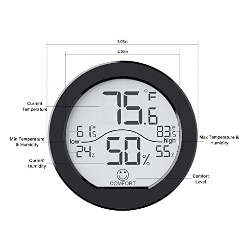 SECRUI Hygrometer Thermometer for Room Temperature Humidity Meter Indoor Thermometer Accuracy Calibration LCD Temperature Sensor with Maximum and Minimum Records, TH1,Black 5