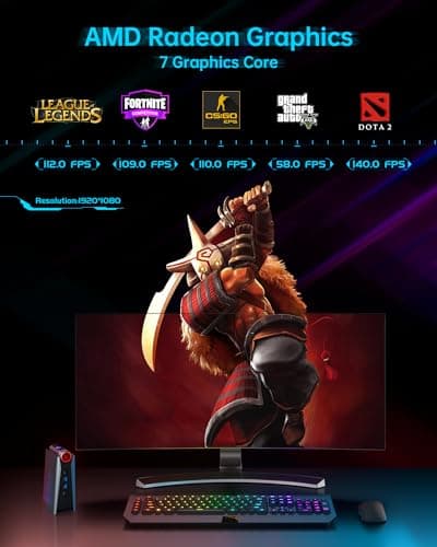 ACEMAGICIAN S3A Mini PC, Ryzen 7 5700U(up to 4.3Ghz), 16GB DDR4 512GB SSD Mini Desktop Computer, Mini Computers [WiFi6/BT5.2] [4K UHD/RGB Lights/3 Adjustable Mode] Light Gaming PC 3