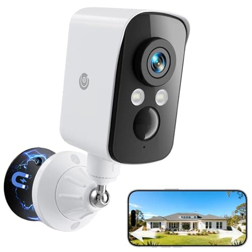 300° Pan Wireless Outdoor Security Camera, No Subscription Free 7-Day Cloud/SD, AI Detection, Magnetic Mount, Battery Powered, 2.4G WiFi, 2K, Night Vision, 360° View, 2-Way Talk, Home Security, IP65