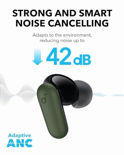 Soundcore P30i by Anker Noise Cancelling Earbuds, Strong and Smart Noise Cancelling, Powerful Bass, 45H Playtime, 2-in-1 Case and Phone Stand, IP54, Wireless Earbuds, Bluetooth 5.4 (Green) 2