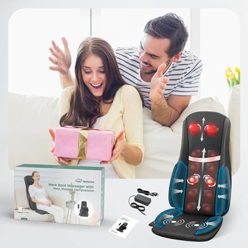 Snailax Shiatsu Neck Back Massager with Heat, Massage Chair Pad with Compression, Height-Adjustable Neck Massage Rollers Chair Seat Massager, Gifts for Men, Women 9