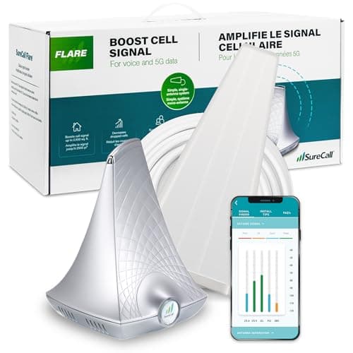 SureCall Flare 3.0 Cell Phone Signal Booster for Home & Office up to 3500 sq ft, Boosts 5G/4G LTE, Yagi Outdoor Antenna, Multi-User, Verizon AT&T Sprint T-Mobile, FCC Approved, USA Company