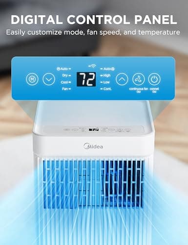 Midea 10,000 BTU ASHRAE (7,100 BTU SACC) Portable Air Conditioner, Smart Control, Cools up to 300 Sq. Ft., with Dehumidifier & Fan mode, Easy- to-use Remote Control & Window Installation Kit Included 5