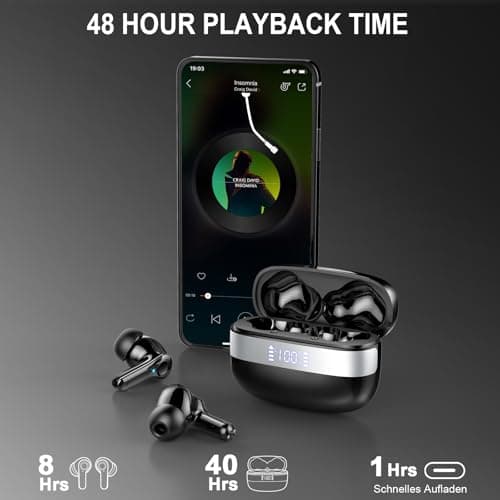 Wireless Bluetooth Earbuds, Bluetooth 5.3 Noise-Canceling Headphones with Mic, 48H Playtime Ear Buds, IPX7 Waterproof, in Ear Stereo Earphones for Sports & Workouts, Compatible with iOS/Android 2