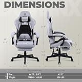 Dowinx Gaming Chair Fabric with Pocket Spring Cushion, Massage Game Chair Cloth with Headrest, Ergonomic Computer Chair with Footrest 290LBS, Black and Grey 3