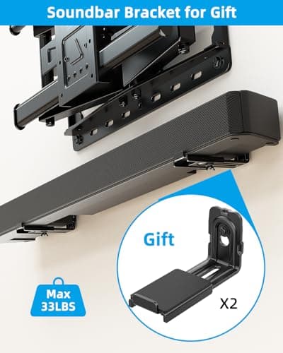 HOME VISION TV Wall Mount for 32-70 Inch TV with Soundbar Bracket, Full Motion TV Bracket with Articulating Dual Arms, Swivel and Tilt, Fits 8" 12" 16" Stud, Max VESA 400X400mm, Up to 132lbs 2