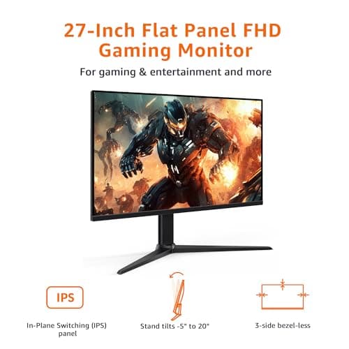 Amazon Basics 27 inch Gaming Monitor, FHD 1080P, 165Hz, VESA Compatible, Adaptive sync, 1ms Response, Black 2