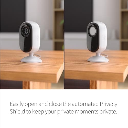 Arlo Essential Security Camera 2K | Indoor Only| 2nd Gen | Baby Monitor & Pet Camera | Wired Automated Privacy Shield, 2-Way Audio, Night Vision, Live Stream, Motion Alerts & Notifications White,1 Cam 3