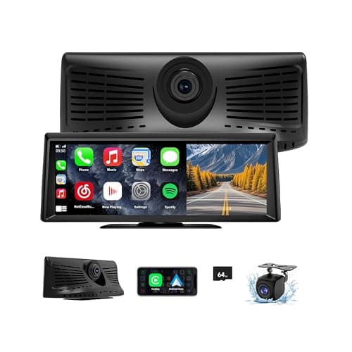 Apenet Wireless CarPlay Screen with 2K Dash Cam, 8.1" Portable Touchscreen Car Stereo with CarPlay & Android Auto, 1080P Backup Camera, Voice Control, Bluetooth, Mirror Link, GPS Navigation