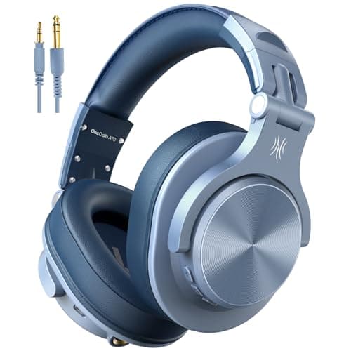 OneOdio A70 Bluetooth Over Ear Headphones, Wireless Headphones w/ 72H Playtime, Hi-Res, 3.5mm/6.35mm Wired Audio Jack for Studio Monitor & Mixing DJ Guitar AMP, Computer Laptop PC Tablet - Sky Blue