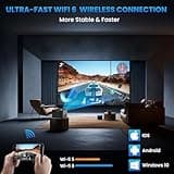 GROVIEW Fully Sealed Projector 1500 ANSI 4k Projector with WiFi and Bluetooth, Native 1080P Outdoor Projector with Auto Focus/Keystone, 50% Zoom, Compatible with iOS/Android/PC/TV Stick 4