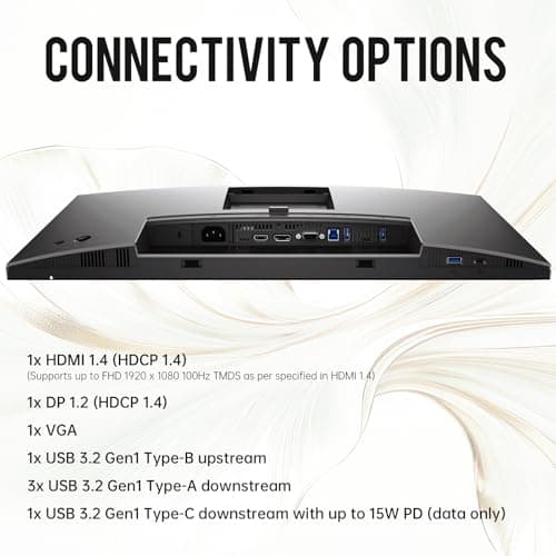 Dell P2425H Monitor - 24 Inch, Full HD 1080p (1920 x 1080), 16:9 IPS, Computer Monitor Screen with DisplayPort, Type-C, and USB-C Cables - 1 Pack (New) 4