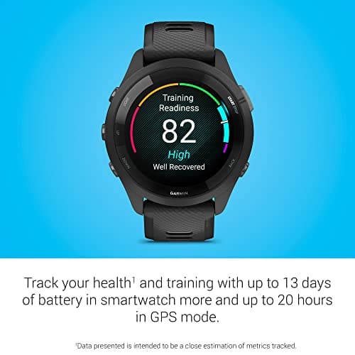 Garmin Forerunner 265 Running Smartwatch, Colorful AMOLED Display, Training Metrics and Recovery Insights, Black and Powder Gray 4