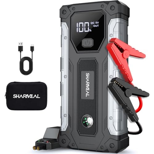 Sharmeal Car Jump Starter 5000A, Jump Starter Battery Pack for 10.0L Gas and 9.0L Diesel, 12V Portable Jump Box with LED Light