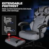 RESPAWN 110 Pro Ergonomic Gaming Chair with Footrest for Adults - Comfortable Office Gaming Recliner with Lumbar Support and Headrest, Racing Style Video Game Chairs for Computer Gamer - Gray Fabric 3