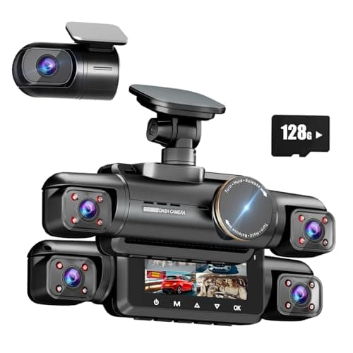 AI Dash Cam Front Rear Inside, 4 Channel 3k+1080P*3 Dashcam with Smart Driving Monitor System, 360° View Car Cameras 5GHz Wi-Fi GPS, Camera for Car Night Vision 128GB SD Card, 24H Parking Mode N700Pro