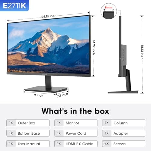 KOORUI 27 Inch Gaming Office Monitor 144Hz IPS Display, FHD 1080P with FreeSync, Eye Care Technology with Slim Bezels, HDMI VGA Ports, Ergonomic Tilt & VESA Mount 5