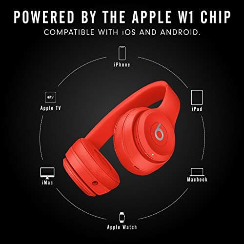 Beats Solo3 Wireless On-Ear Headphones - Apple W1 Headphone Chip, Class 1 Bluetooth, 40 Hours of Listening Time, Built-in Microphone - Red 3