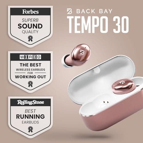Back Bay Audio Tempo 30 Wireless Earbuds for Small Ears - Award-Winning Sound, Sweatproof Bluetooth Earbuds, Comfortable Ear Buds for Women, Pink Earphones Small Ear Canals, Long Battery Headphones 3