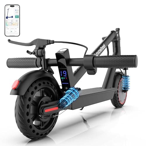 Electric Scooter Adults, Foldable 8.5" Solid Tires E Scooter with Dual Suspension, 16 Mph, 350W Motor, Kick Scooters Max 16 Miles Long Range for Commuting, Electric Scooter for Adults, APP Control