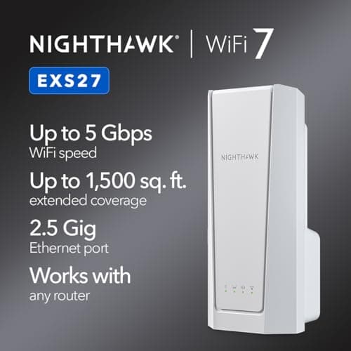 NETGEAR WiFi 7 Range Extender (EXS27) – Add up to 1,500 sq. ft. and 45 Devices with BE5000 Dual-Band Wireless Signal Booster & Repeater (up to 5 Gbps Speed), WPA3 Security, Smart Roaming 2