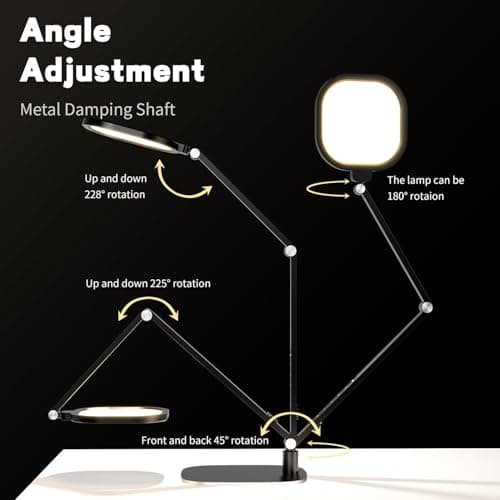 LitONES LED Desk Lamp for Home Office, Eye-Caring Modern Desk Light, 3 Color Temperature 10 Brightness Computer Light, Dimmable Desk Light with Memory & Timer Func, Metal Swing Arm Table Lamp 5