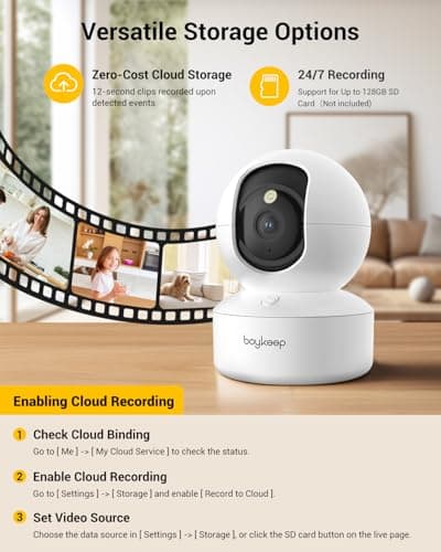 BoyKeep Indoor Camera - 2K Pet Camera, 5G/2.4GHz WiFi Cam for Baby Monitor with Phone App, 360° Pan & Tilt, 2-Way Audio, Color Night Vision, New for 2025 with 12s Free Cloud Storage 3