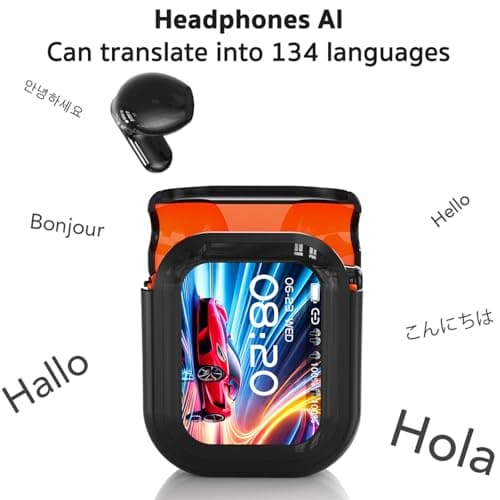 ERAZERL NE20 AI Translation Earbuds Real Time Wireless Bluetooth 6.0 AI Headphones LCD Touch Screen Support 148 Languages Translation Real Time Translator Earbuds Support Playing Music Phone Calls 2