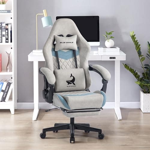 Blue Whale Gaming Chair for Adult 350lbs Computer Chair with Adjustable Lumbar Support Headrest and Footrest Large Size Reclining Gaming Chair Big and Tall Linkage Armrest 2