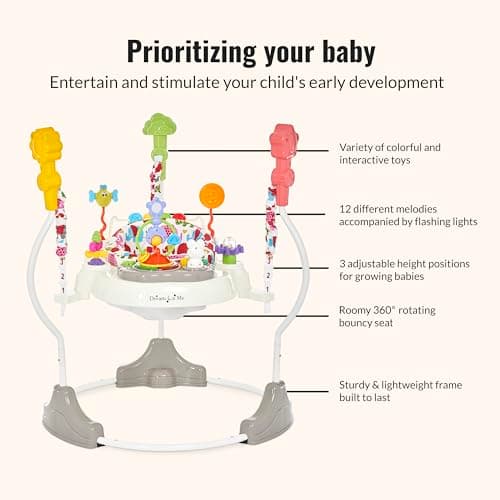 Dream On Me Zany 2-in-1 Activity and Center Bouncer in Elephant Print 5